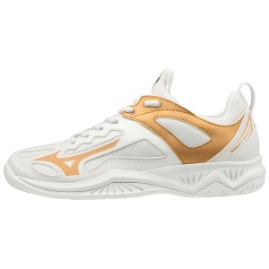 Mizuno Ghost Shadow Womens Handball Shoes Canada - White/Gold